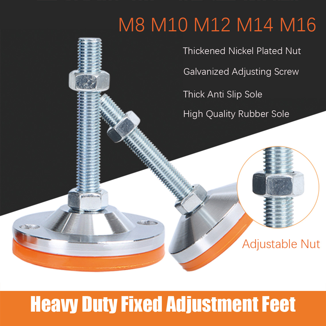 Heavy Equipment Operator - 1Pcs Heavy-Duty Adjustable Foot Screw Steel