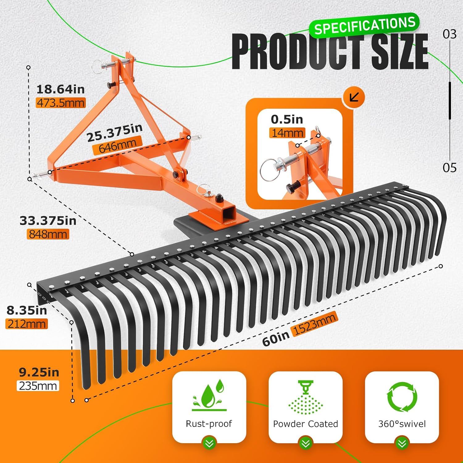 Landscape Rake Tow Behind Gard - Heavy Equipment Landscaping ulasan dan harga