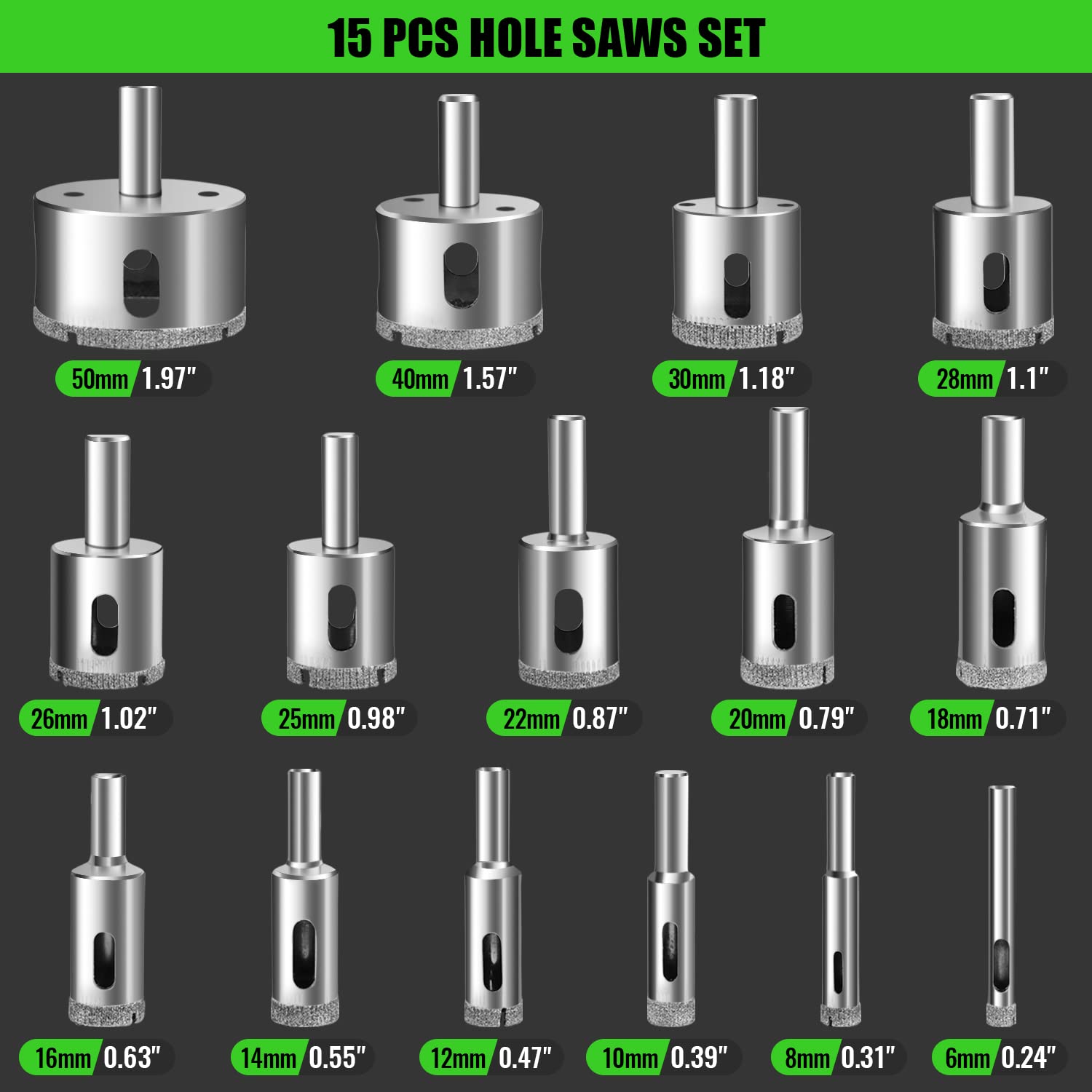 17Pcs Diamond Tile Drill Bits  - Brick Cutting Saw ulasan dan harga
